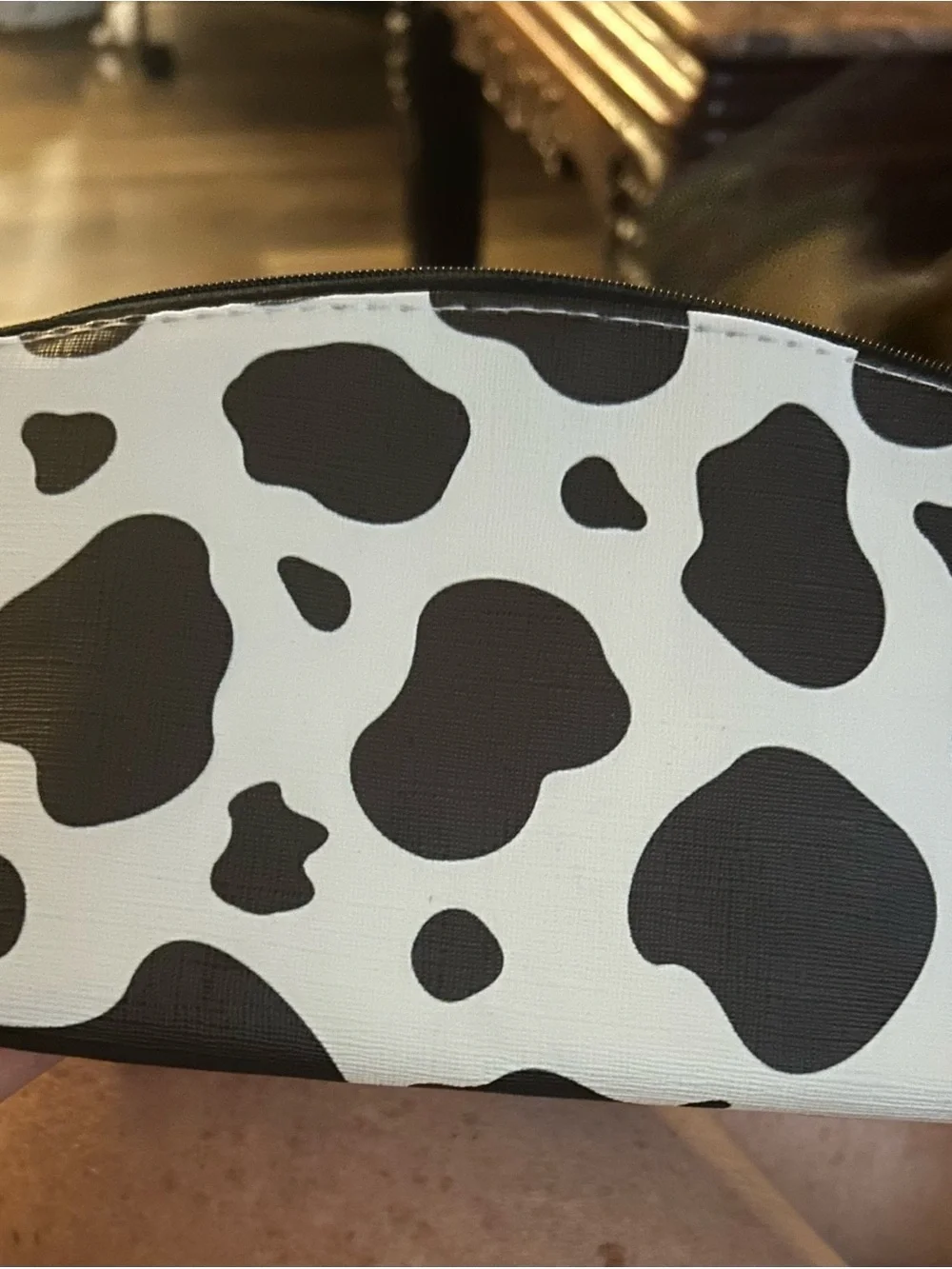Black and White Cow Print Cosmetic Pouch